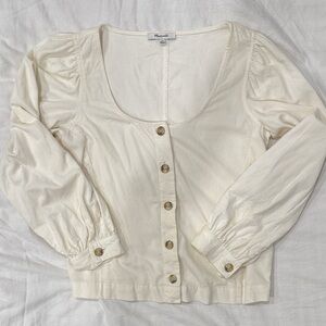 Madewell Cream Button-Front Scoop Neckline Blouse
